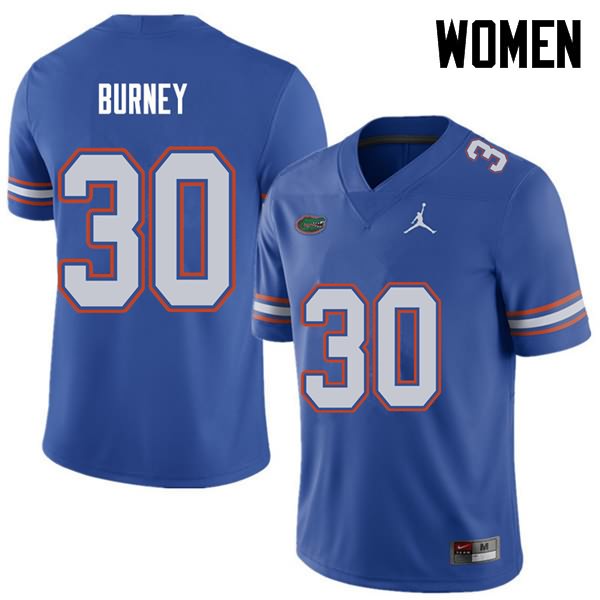 NCAA Florida Gators Amari Burney Women's #30 Jordan Brand Royal Stitched Authentic College Football Jersey CEZ3564JA